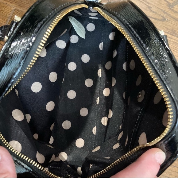 KATE SPADE  Patent Leather Polka Dot Lining BackPocket Handbag Purse Satchel - Picture 11 of 14